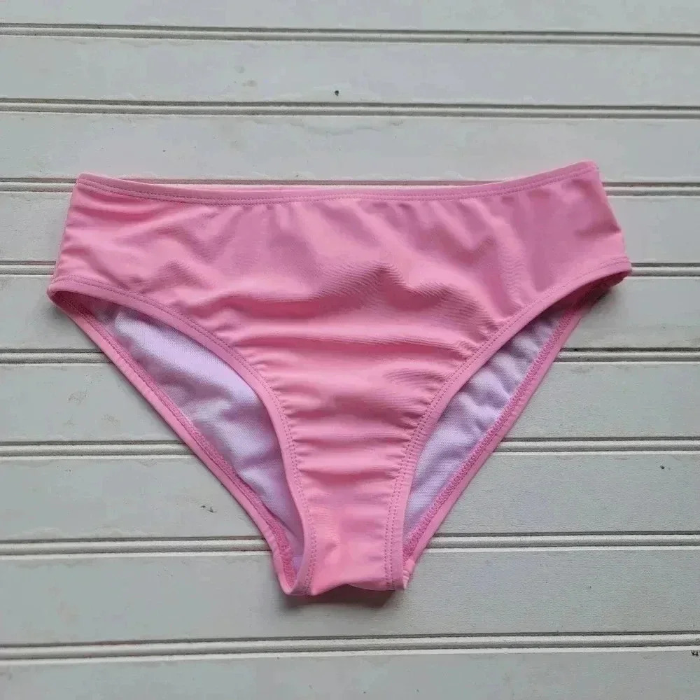 NWOT Betsey Johnson Girls Swim Buttoms Pink Bikini Sz 14